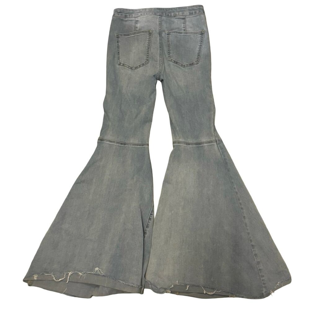 FREE PEOPLE Just Float On Flare Jean Bell Bottoms RAW Hem Hi-Rise light 25 short